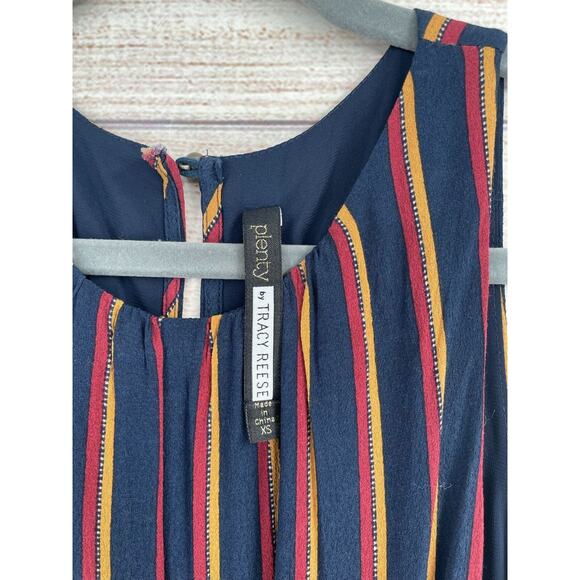 Plenty by Tracy Reese Striped Sleeveless Jumpsuit Women's XS Navy Blue/Red/Beige - Picture 3 of 7
